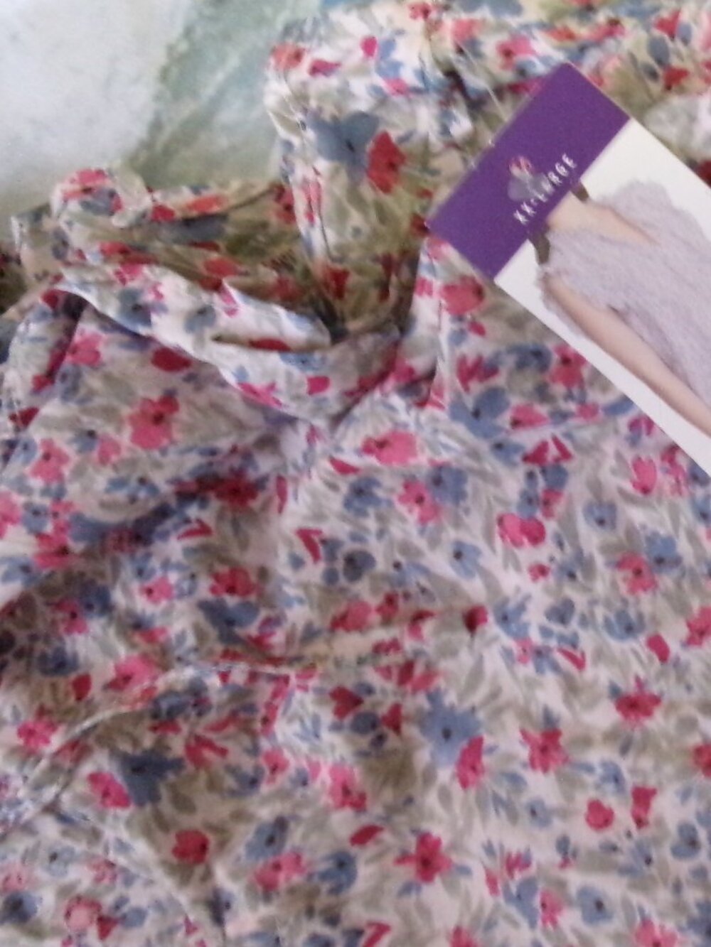 NWT BB Dakota Steve Madden XXL Floral Ruffle Sleeve. Tie Front Top - Picture 6 of 7